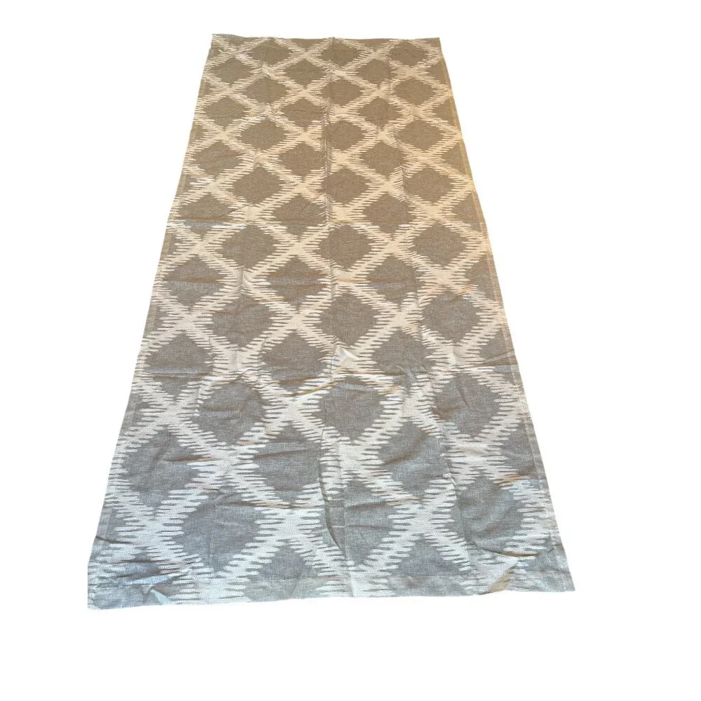 West Elm Sheer Curtain Panel 48x108 Beige White Abstract Diamond Long